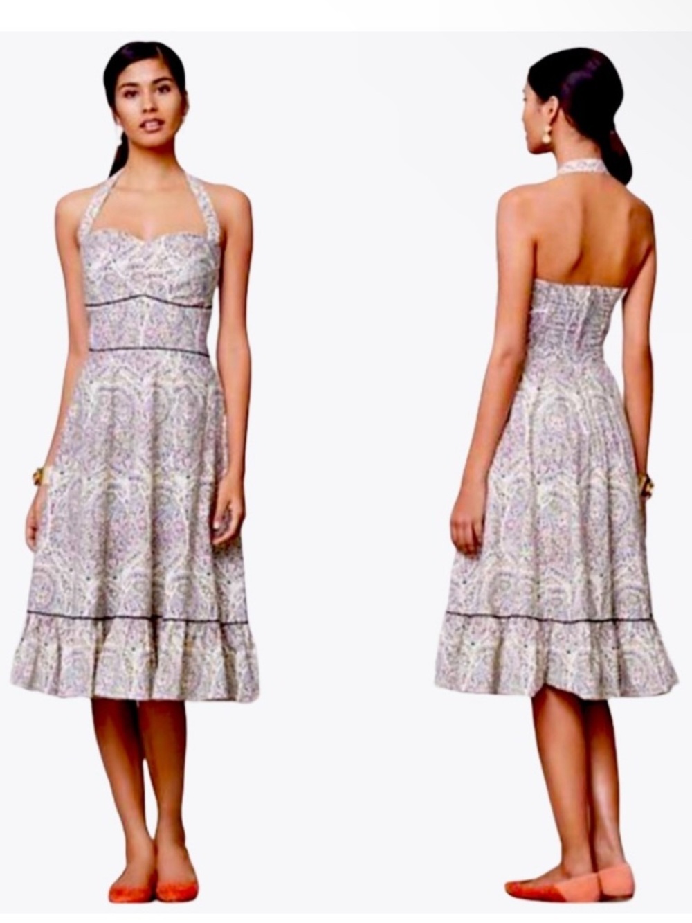 GIRLS FROM SAVOY For ANTHROPOLOGIE Swirled Paisley Halter Dress Size 14